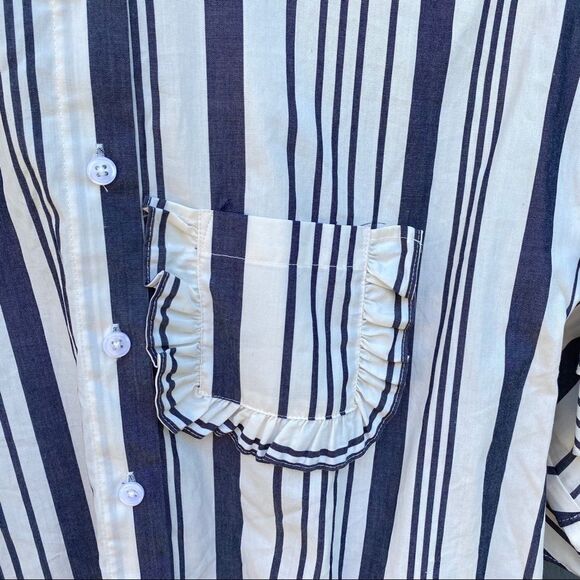 A New Day Striped Button Up Layered Sleeve  Blouse - Picture 7 of 9